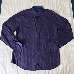 Bugatchi Shaped Fit Long Sleeve Purple Patterned Button Down Shirt
